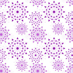 purple line with dots art sun and flower circle seamless pattern background. vector abstract.