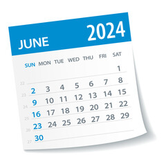 June 2024 Calendar Leaf - Vector Illustration