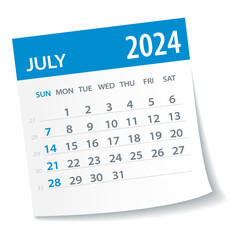 July 2024 Calendar Leaf - Vector Illustration