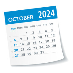 October 2024 Calendar Leaf - Vector Illustration