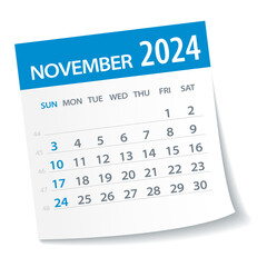 November 2024 Calendar Leaf - Vector Illustration