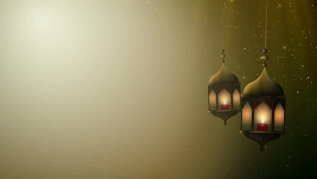 Ramadan kareem background with gold particle glittering and holy lights
