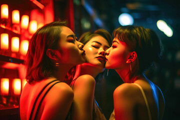 Enchanting Nightclub Kiss. Generative AI