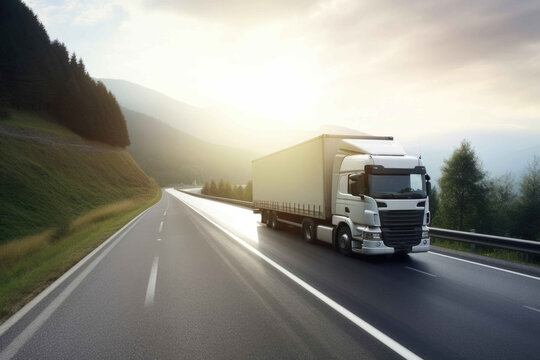 Thrilling Trucking Adventure on the Open Road. Generative AI