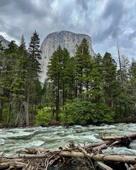 El Capitan over the Merced River in Yosemite Valley.