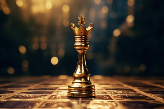 Gold queen is the leader of the chess in the game on board. Business concept,Generative AI	