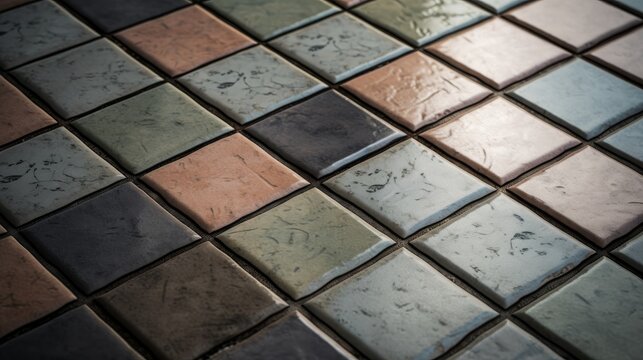 Green and pink tiles close up texture background
