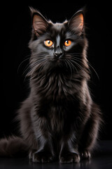 Fototapeta na wymiar A straight face of a black cat used as a decoration on Black Cat Appreciation Day,ai generative.