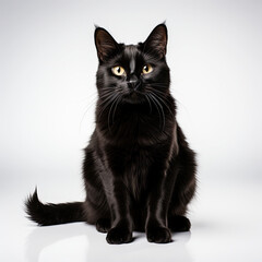 A straight face of a black cat used as a decoration on Black Cat Appreciation Day,ai generative.