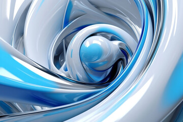 White and Blue Swirl in 3D
