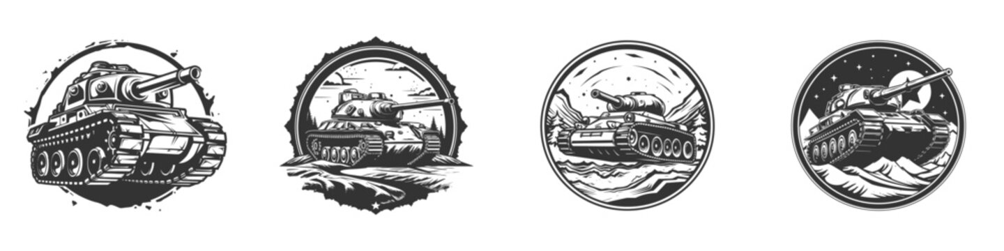 Tank logo set. Vector illustration.