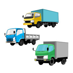 a set of illustrations of box trucks and containers