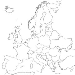 Map of Europe in white