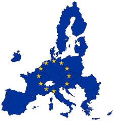 Map of EU with EU flag