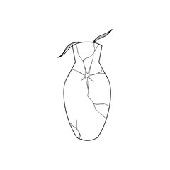 vector illustration of cracked vase concept