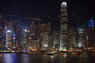 Victoria Harbour in Hong Kong by night