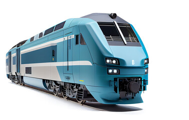 blue modern train on a transparent background