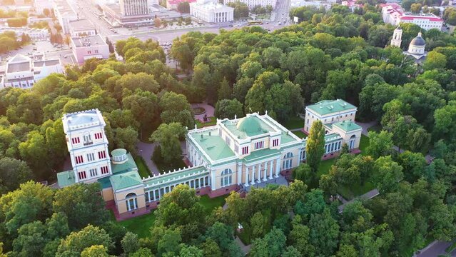 Gomel, Belarus - June 08, 2019 - Panorama of the city with a view of the Rumyantsev Palace