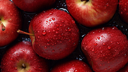 Fototapeta na wymiar Red apples on a dark background