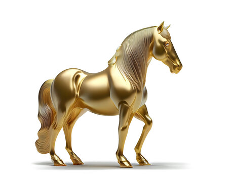 golden horse isolated on white