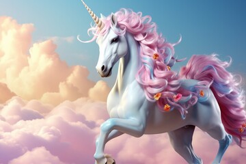 Super girly tough young unicorn animated with long lashes and an attitude on bright background  ,Generative AI	