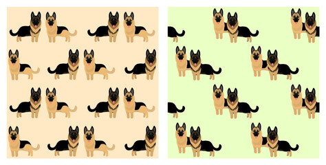 German Shepherd Puppy seamless pattern vector art dog couple