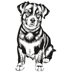Entlebucher Mountain dog vector graphics, hand drawn pencil animal line illustration