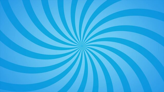 Abstract animation loop background spiral lines rotate in blue cartoon comic style.