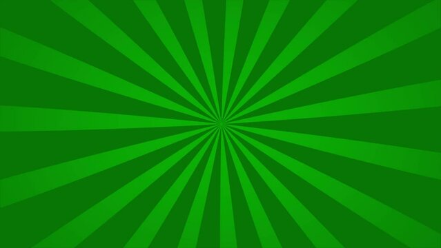 Abstract animation loop background radial lines rotate in green cartoon comic style.