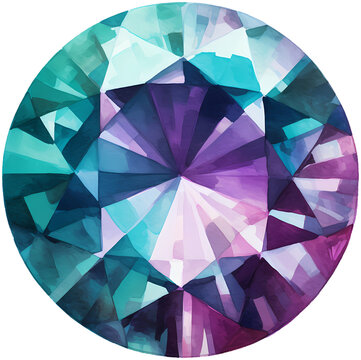 Brilliant Round Cut Watercolor Gemstone Alexandrite 