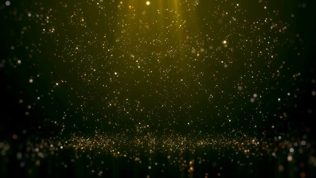 Golden Particles against a black background