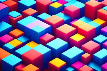 Seamless pattern with colorful 3d cubes. illustration.