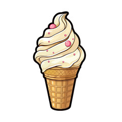 Vanilla ice cream cone isolated on transparent background. Generative ai and digital editing.