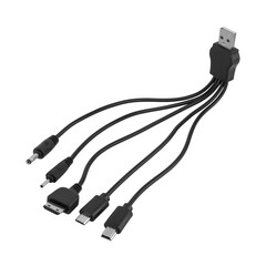 Universal adapter cable from USB connector to micro USB, mini-USB and other connectors