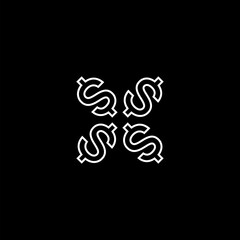 Token frame with dollar sign icon isolated on black background