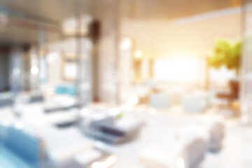 Blurred business background  MODERN DEFOCUSED INTERIOR WITH CITY LIGHTS REFLECTIONS