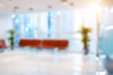 Blurred business background  MODERN DEFOCUSED INTERIOR WITH CITY LIGHTS REFLECTIONS