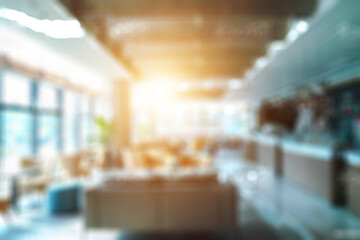 Blurred business background  MODERN DEFOCUSED INTERIOR WITH CITY LIGHTS REFLECTIONS