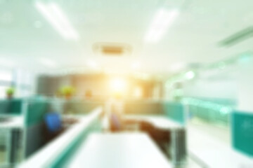 Fototapeta premium Blurred business background MODERN DEFOCUSED INTERIOR WITH CITY LIGHTS REFLECTIONS