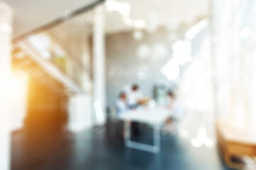 Blurred business background  MODERN DEFOCUSED INTERIOR WITH CITY LIGHTS REFLECTIONS