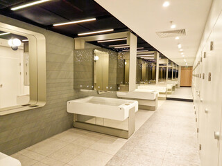 interior of modern public toilet. bathroom.