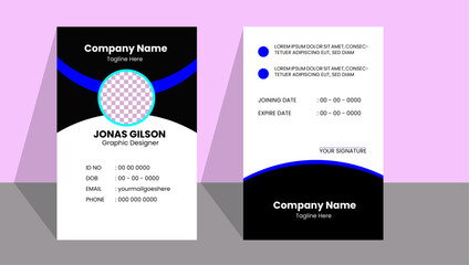 Modern ID Card Template with an author photo place  Office Id Card Layout Employee Id Card for Your Business or Company


