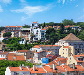 Summer Lisbon cityscape. View from Monastery roof, Portugal.
