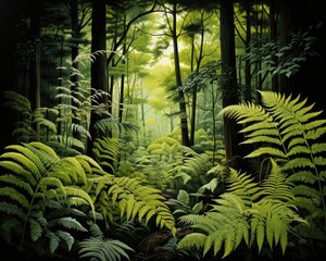 In the forest, a fern is growing. (Illustration, Generative AI)