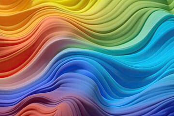 Obraz premium Liquid rainbow wavy plastic texture. Wrinkle silicone sheet. Generative AI