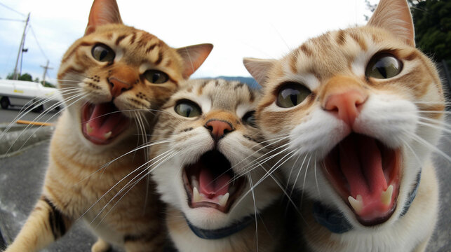 Cats Taking a selfie. Generative AI