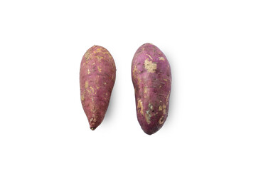 Raw whole red sweet potato on a transparent background