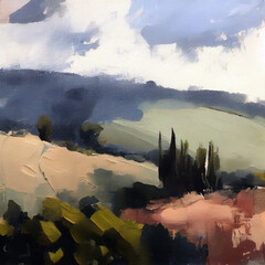 Tuscany landscape impressionism painting
