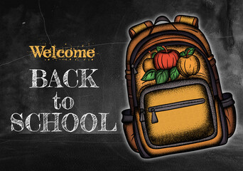 Back to School Poster Design With Colorful Stippled School Bag