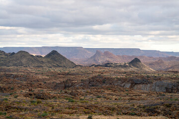 Augrabies national park in South Africa is a nature reserve with the Orange river running through it.
